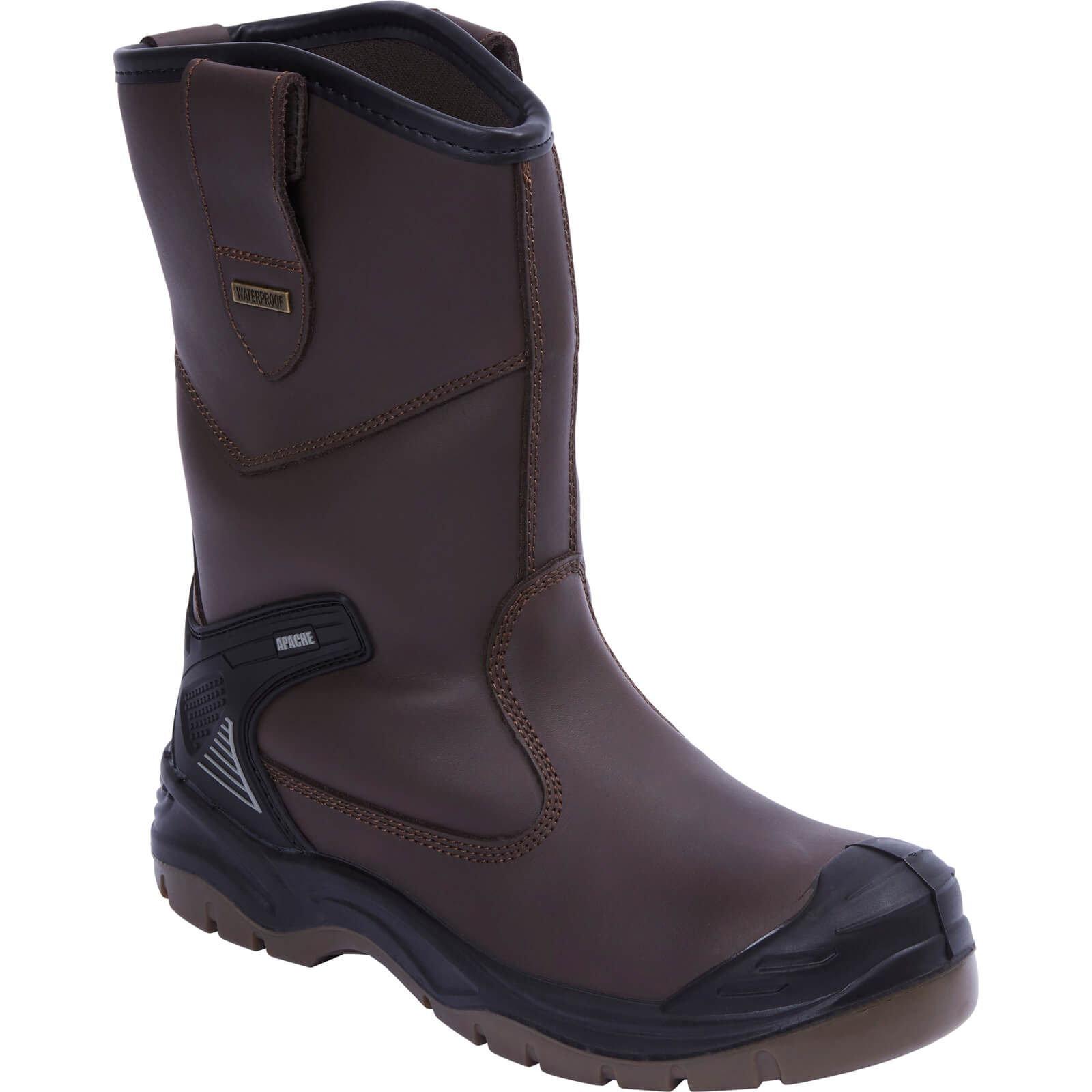 Image of Apache AP305 Waterproof Safety Rigger Boots Brown Size 6
