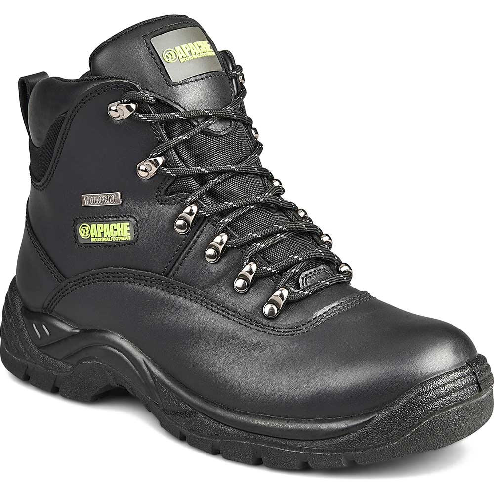 Image of Apache SS81 Waterproof Safety Hiker Boots Black Size 9