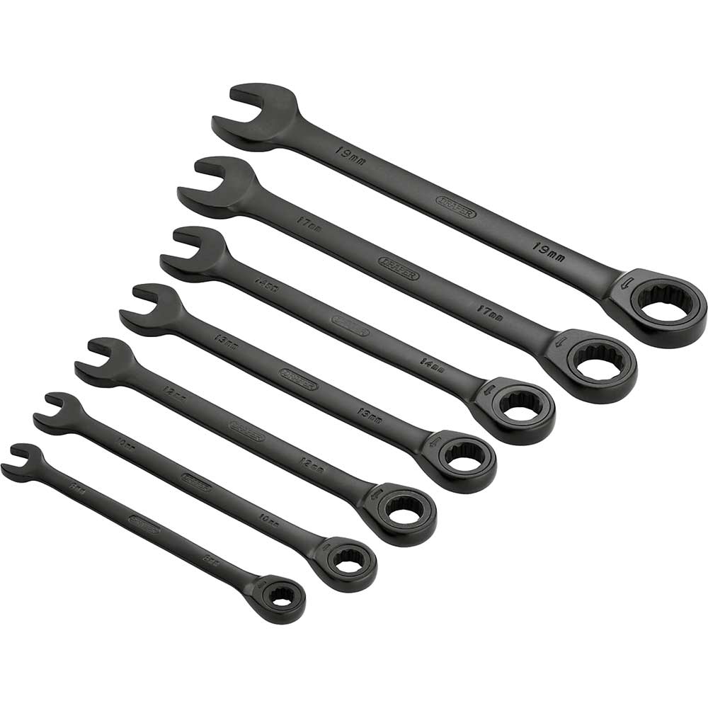 Draper 7 Piece Hi Torq Ratchet Combination Spanner Set Metric