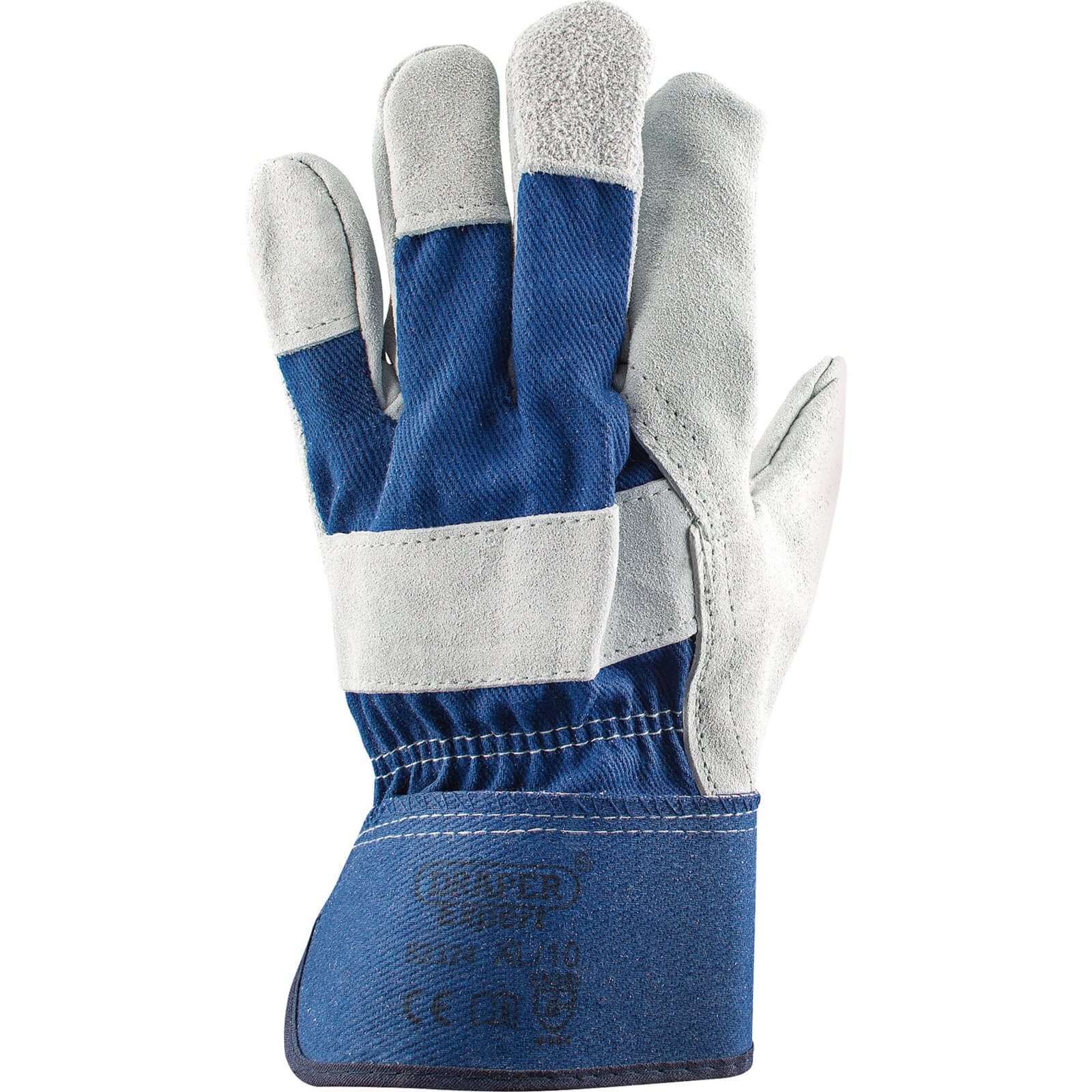 Image of Draper Heavy Duty Leather Industrial Gloves Grey L