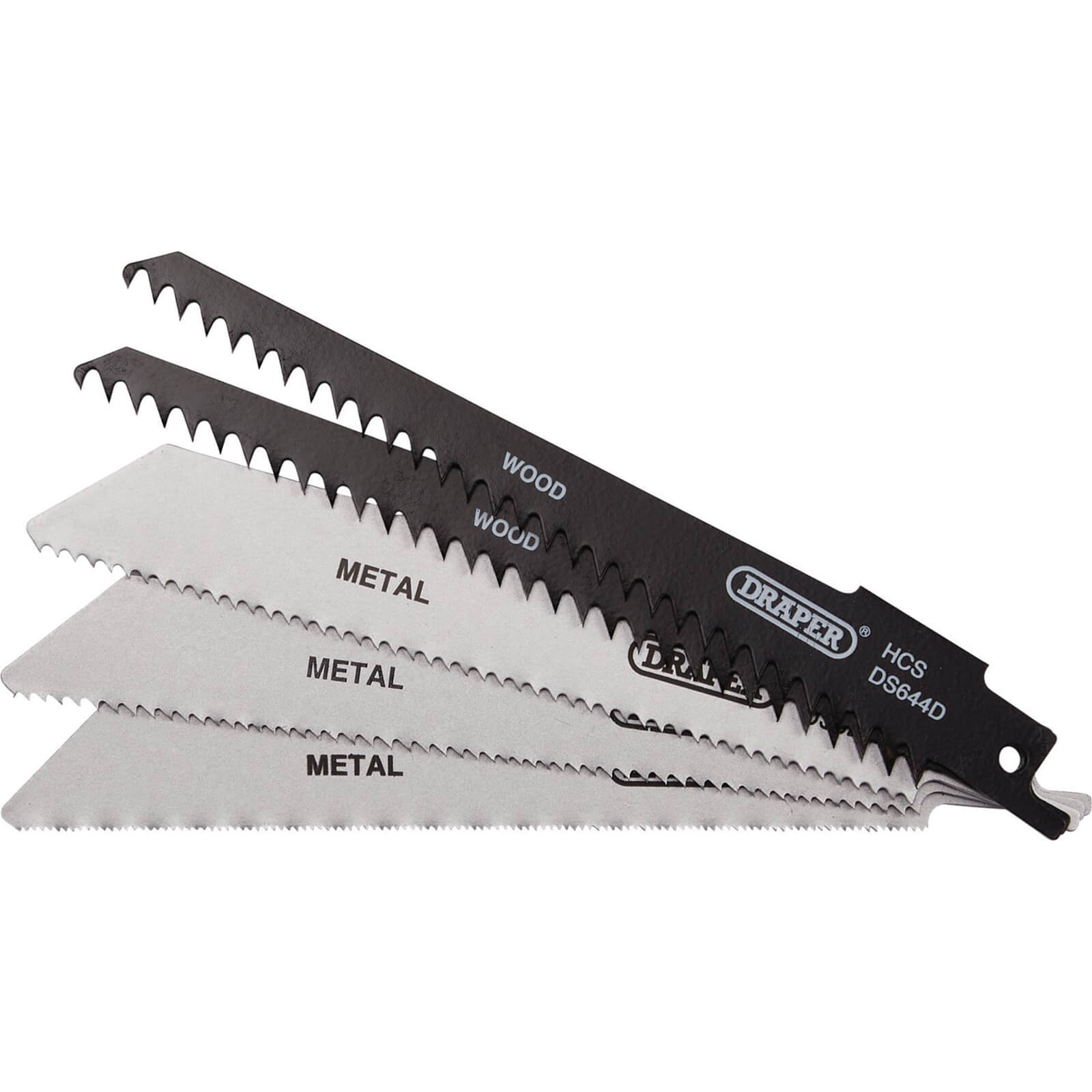 Image of Draper 5 Piece Wood and Metal Cutting Reciprocating Sabre Saw Blade Set
