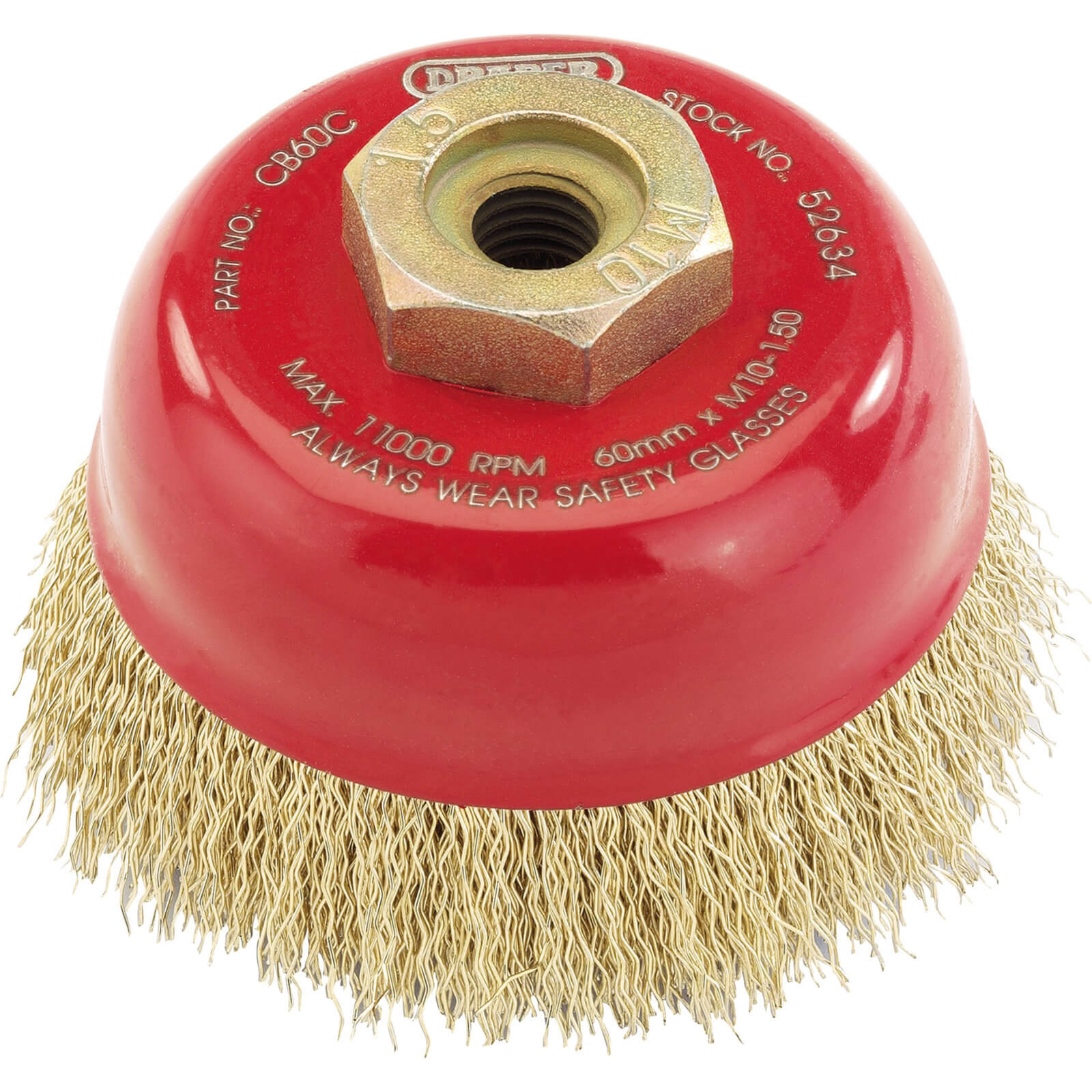 Image of Draper Expert Brassed Steel Wire Cup Brush 60mm M10 x 1.5 Thread