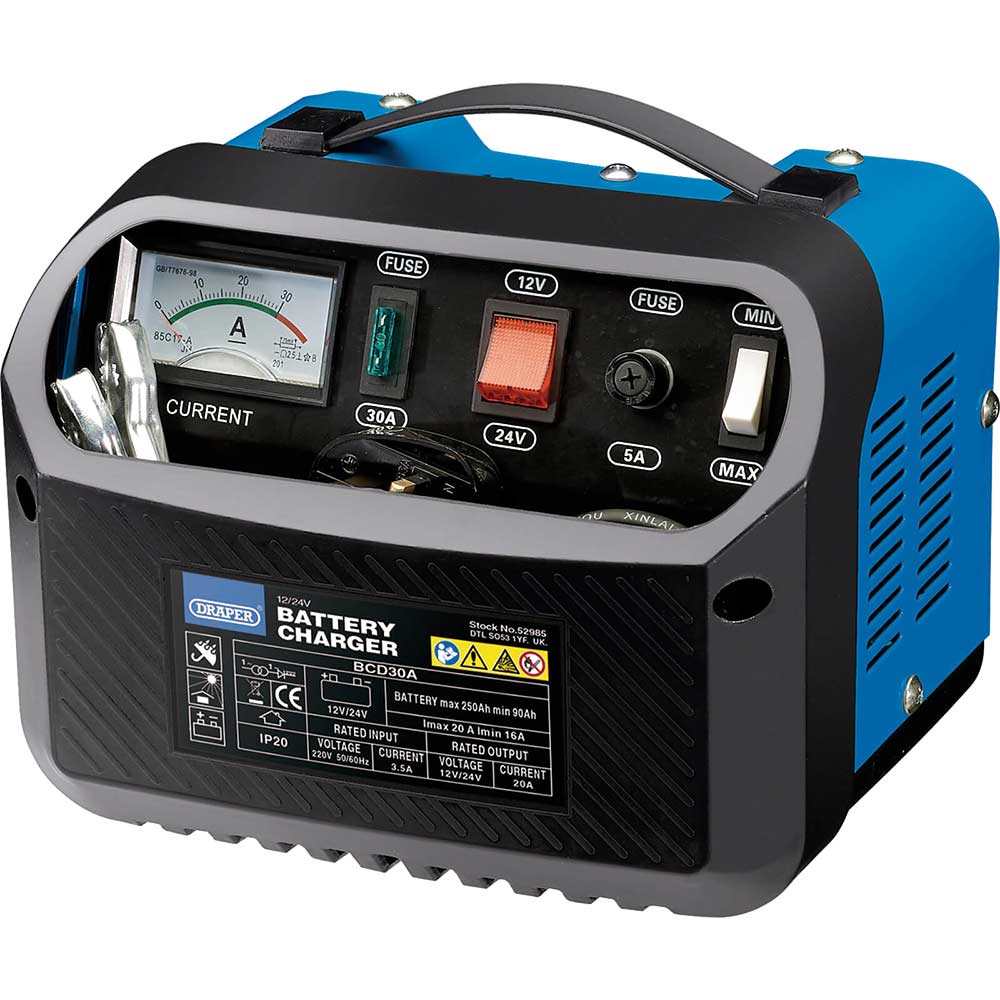Draper BCD30A 12/24v Automotive Battery Charger 12v or 24v