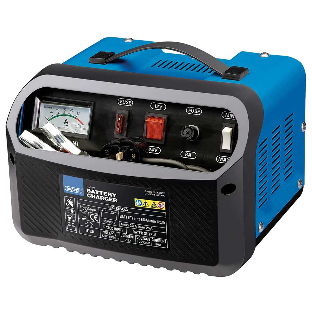 Draper BCD50A 12/24v Automotive Battery Charger 12v or 24v