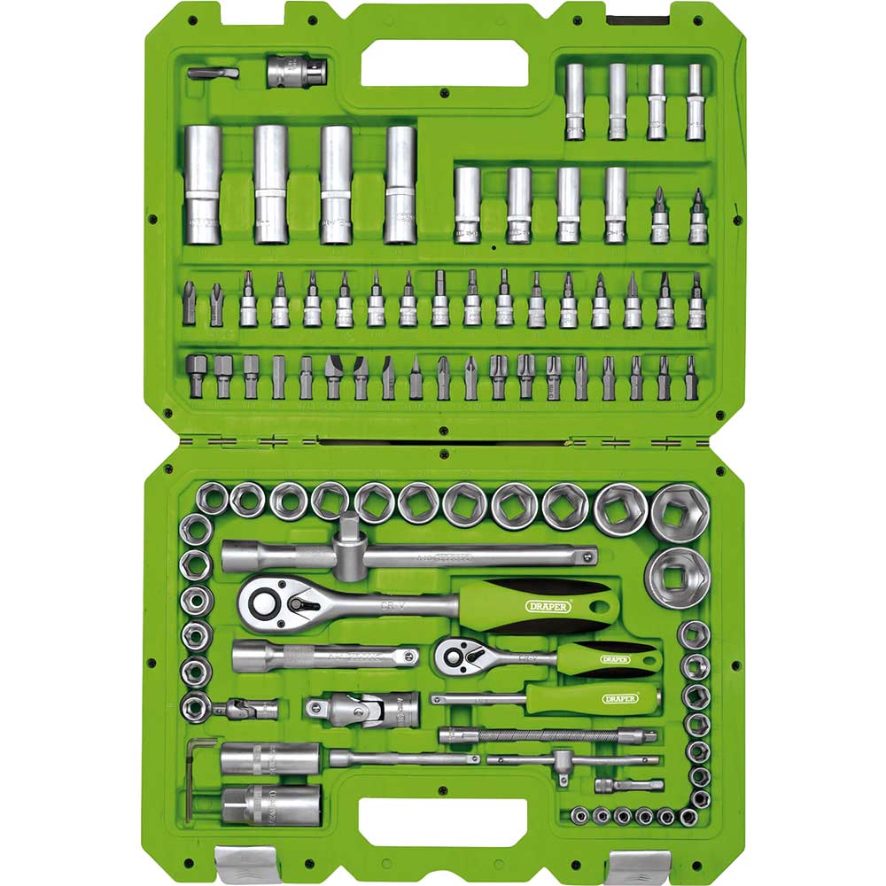 Draper 100 Piece 1/4" and 1/2" Drive Screwdriver and Socket Set Combination