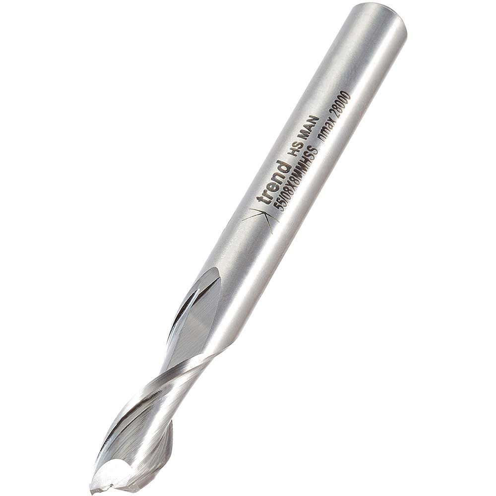 Trend HSS Spiral Up Cut Router Cutter 8mm 19mm 8mm