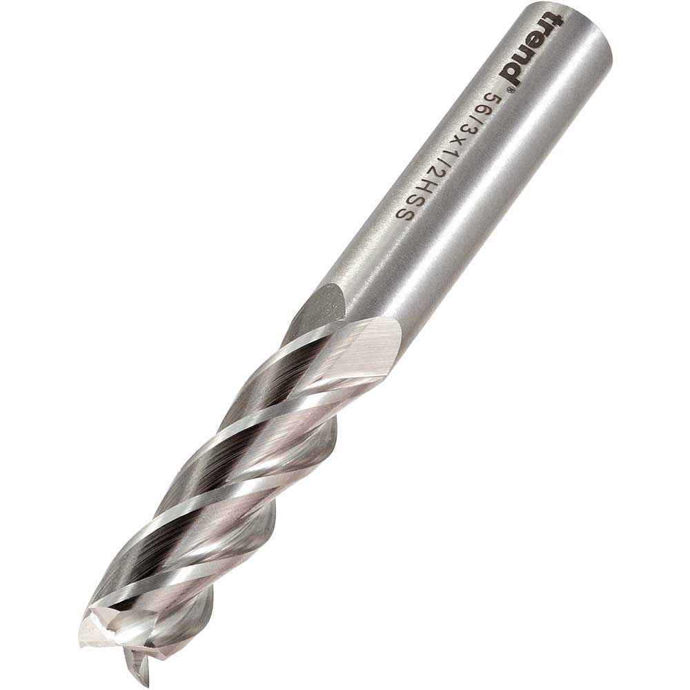 Image of Trend HSS Spiral Four Flute Acrylic Router Cutter 12.7mm 45mm 1/2"