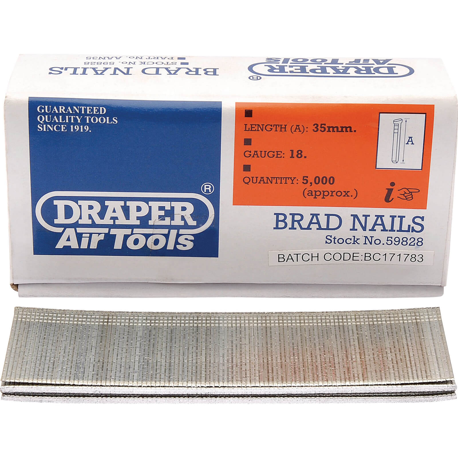 Image of Draper 18 Gauge Brad Nails 35mm Pack of 5000