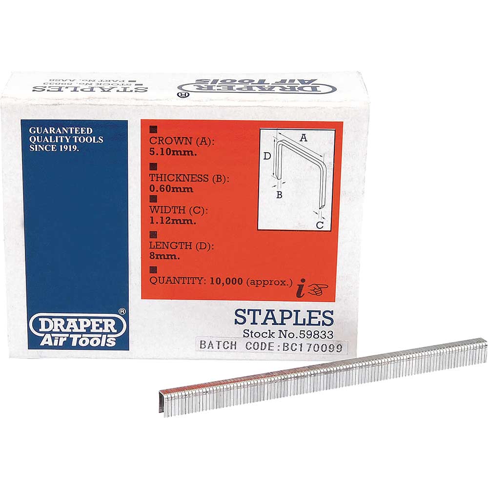 Draper Staple 8mm Pack of 10000