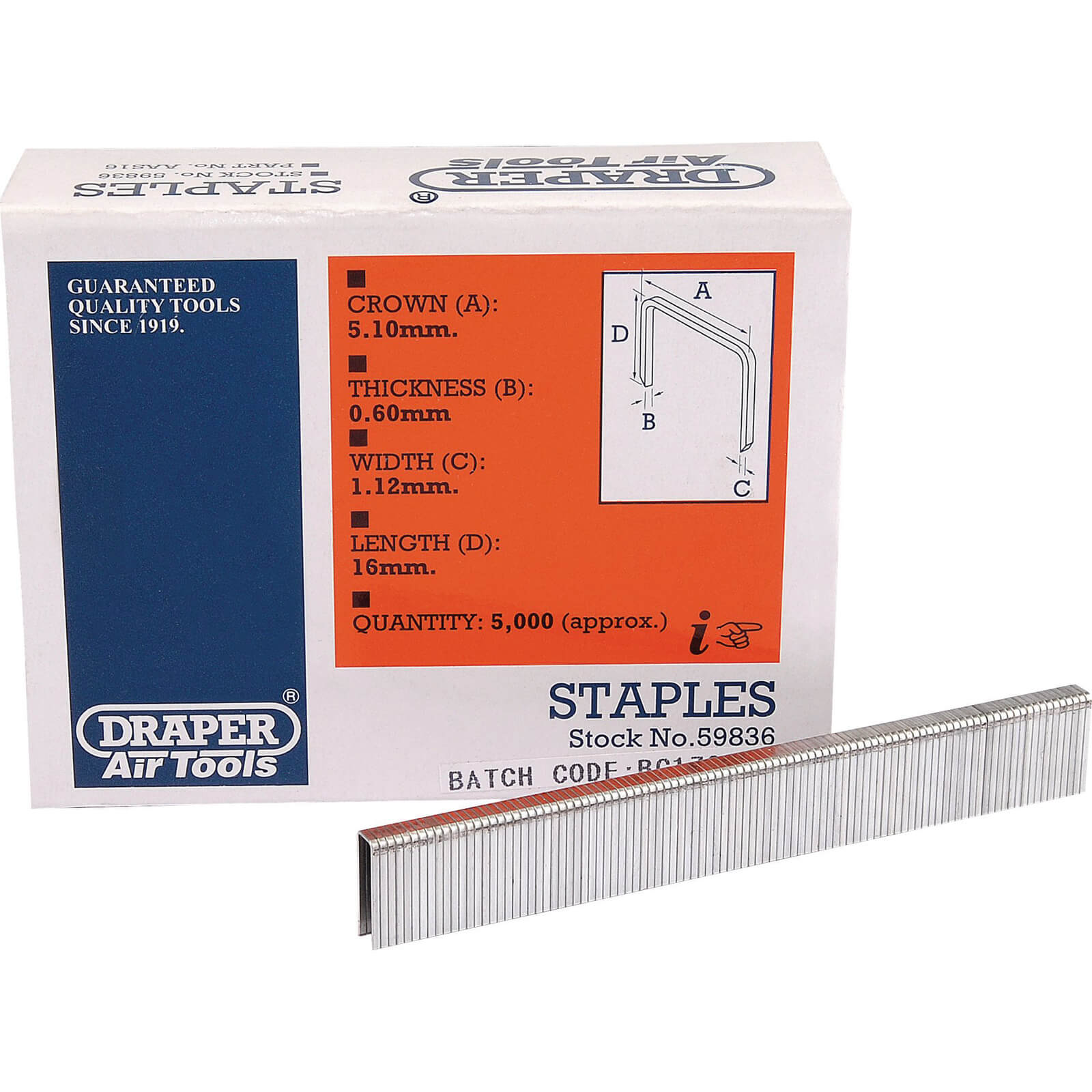 Image of Draper Staple 16mm Pack of 5000