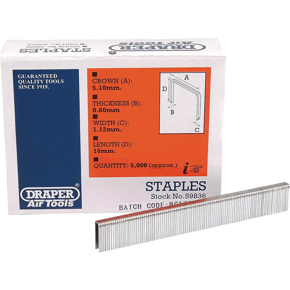 Draper Staple 16mm Pack of 5000