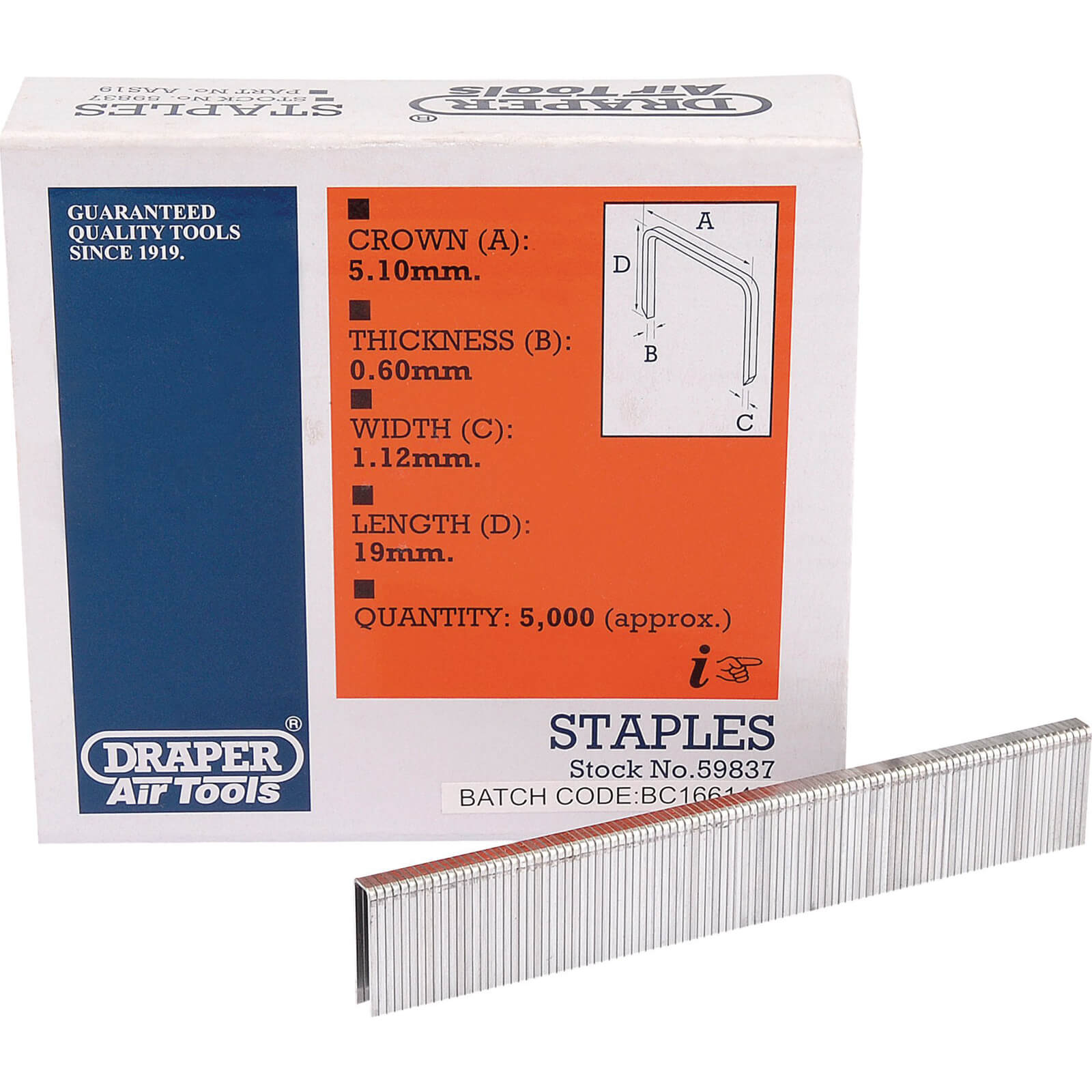 Image of Draper Staple 19mm Pack of 5000