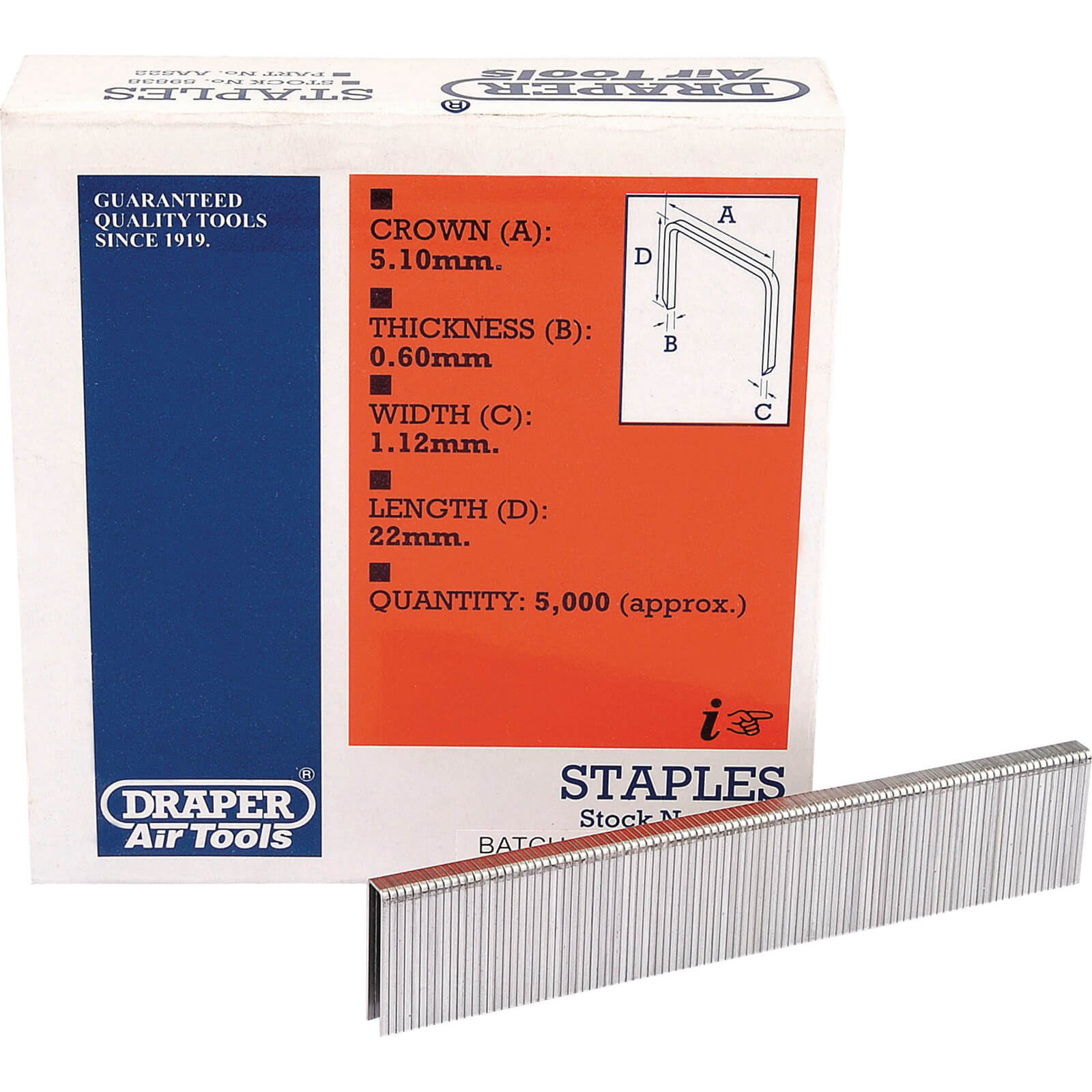 Image of Draper Staple 22mm Pack of 5000