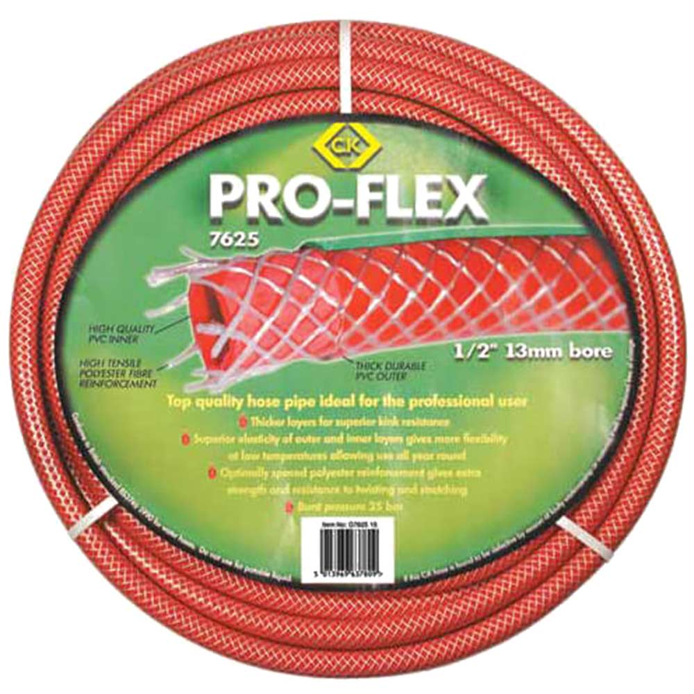 CK Pro Flex Garden Hose Pipe 3/4" / 19mm 30m Red