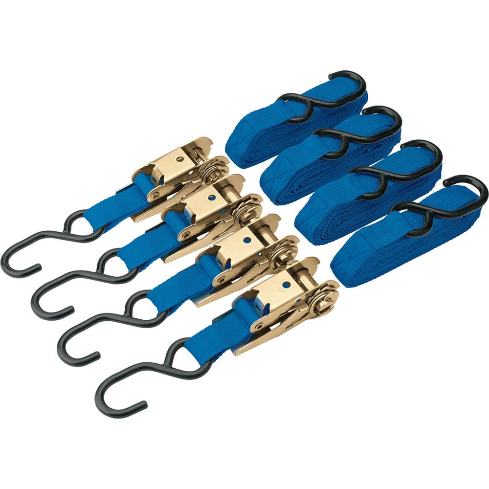 Draper Ratchet Tie Down Strap Set J Hooks 25mm 4.5m 375kg