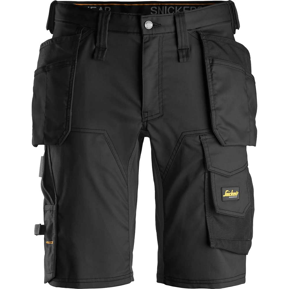 Snickers 6141 Mens Allround Work Stretch Slim Fit Holster Pockets Shorts Black 38