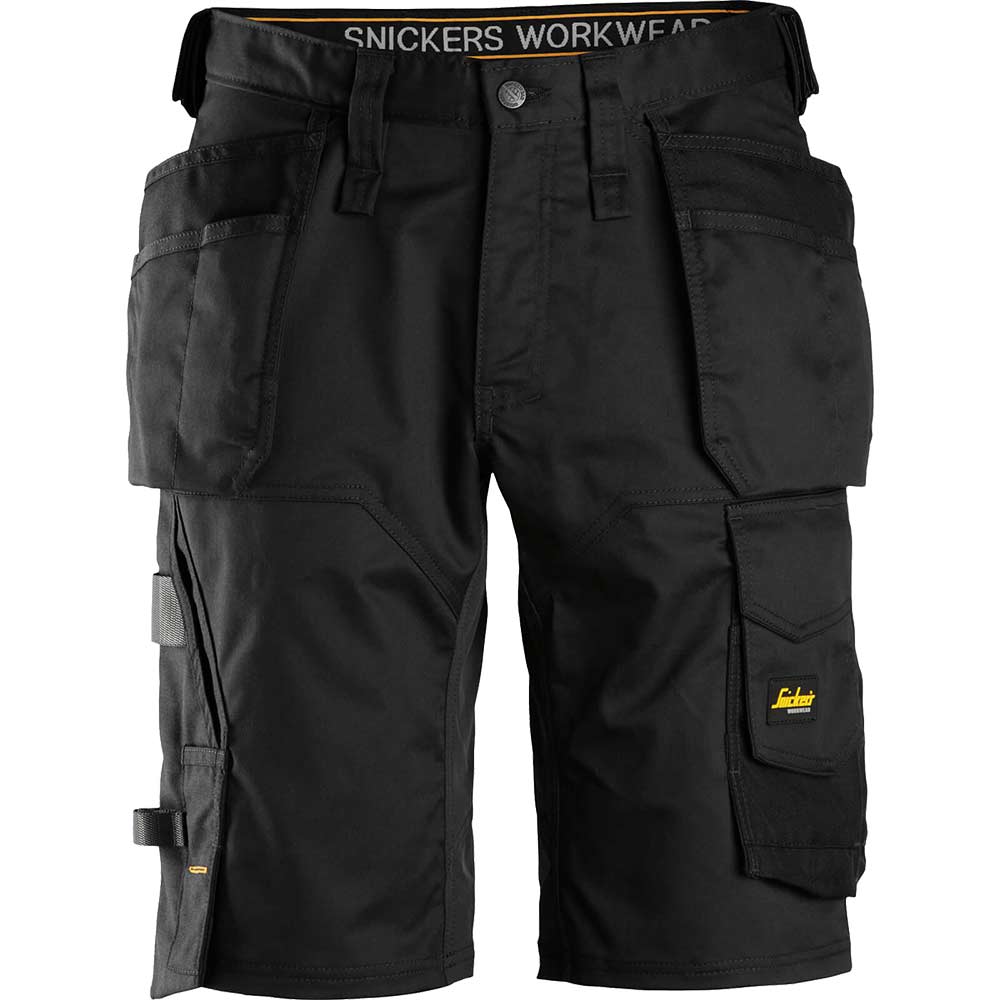 Snickers 6151 Mens Allround Work Stretch Loose Fit Holster Pockets Shorts Black 36