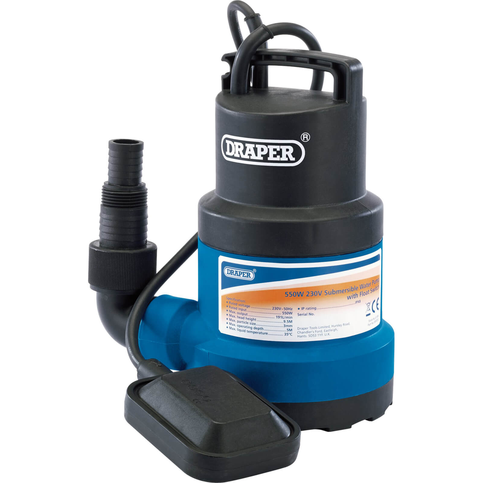 Image of Draper SWP200 Submersible Dirty Water Pump 240v