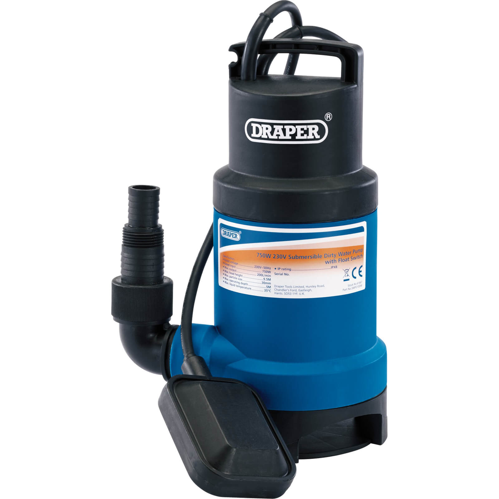Image of Draper SWP210DW Submersible Dirty Water Pump 240v