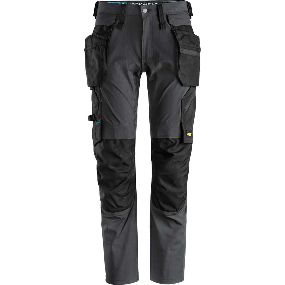 Snickers 6208 Mens Lite Work Stretch Trousers Holster Pockets Steel Grey / Black 41" 30