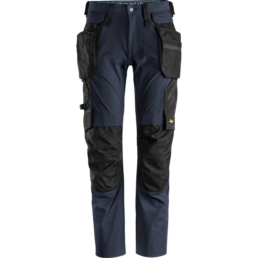 Snickers 6208 Mens Lite Work Stretch Trousers Holster Pockets Navy / Black 33" 35