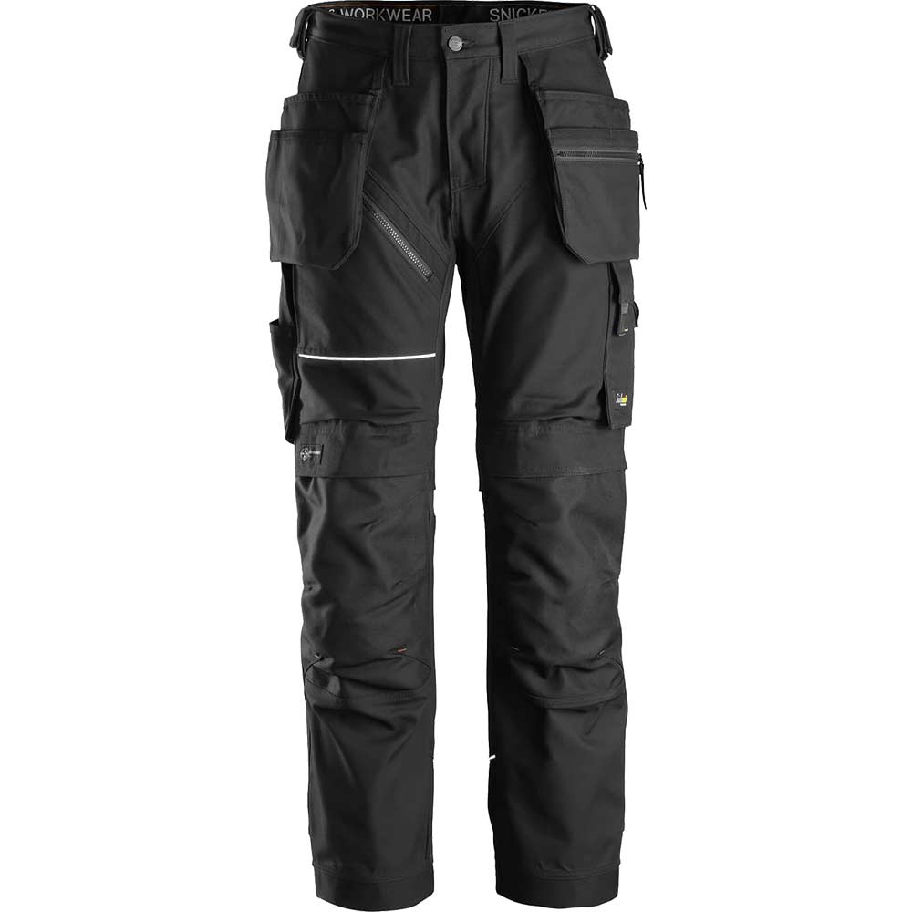 Snickers 6214 Mens Ruff Work Canvas Trousers Holster Pockets Black 31" 35