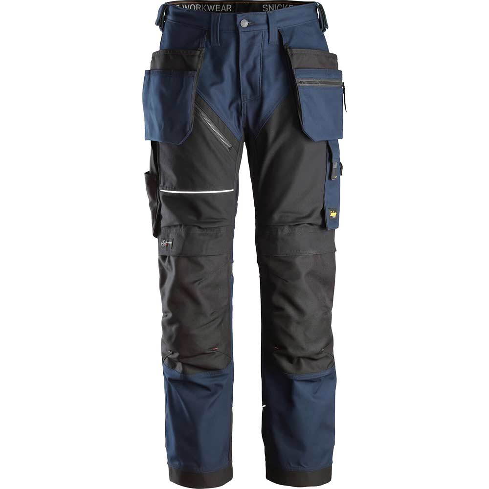 Snickers 6214 Mens Ruff Work Canvas Trousers Holster Pockets Navy / Black 41" 35