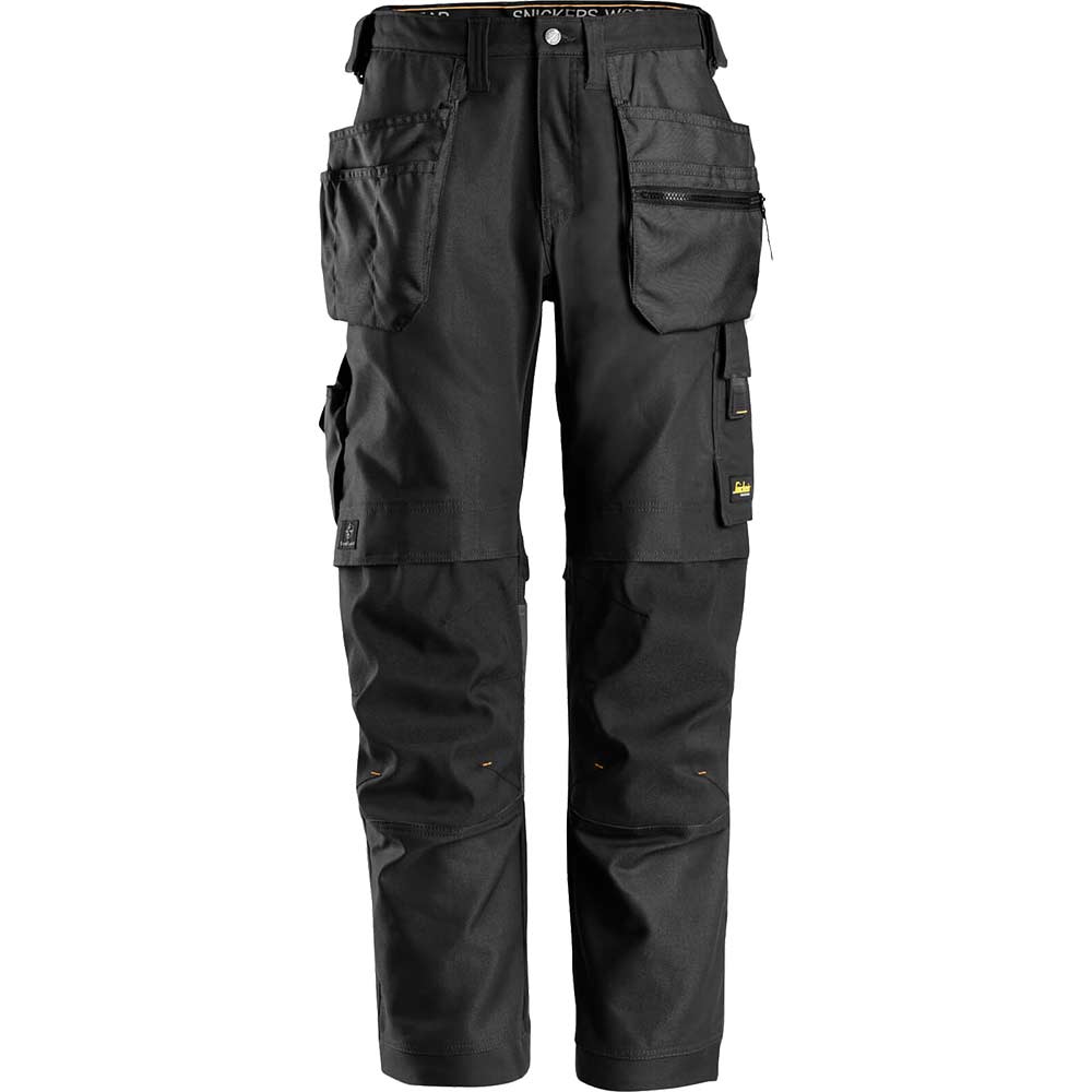 Snickers 6224 Mens Allround Work Canvas Stretch Fit Work Trousers Holster Pockets Black 30" 30