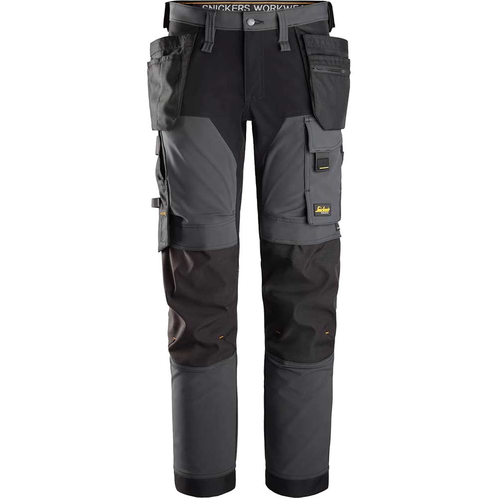 Snickers 6275 Mens Allround Work 4 Way Stretch Holster Pocket Work Trousers Steel Grey / Black 30" 30