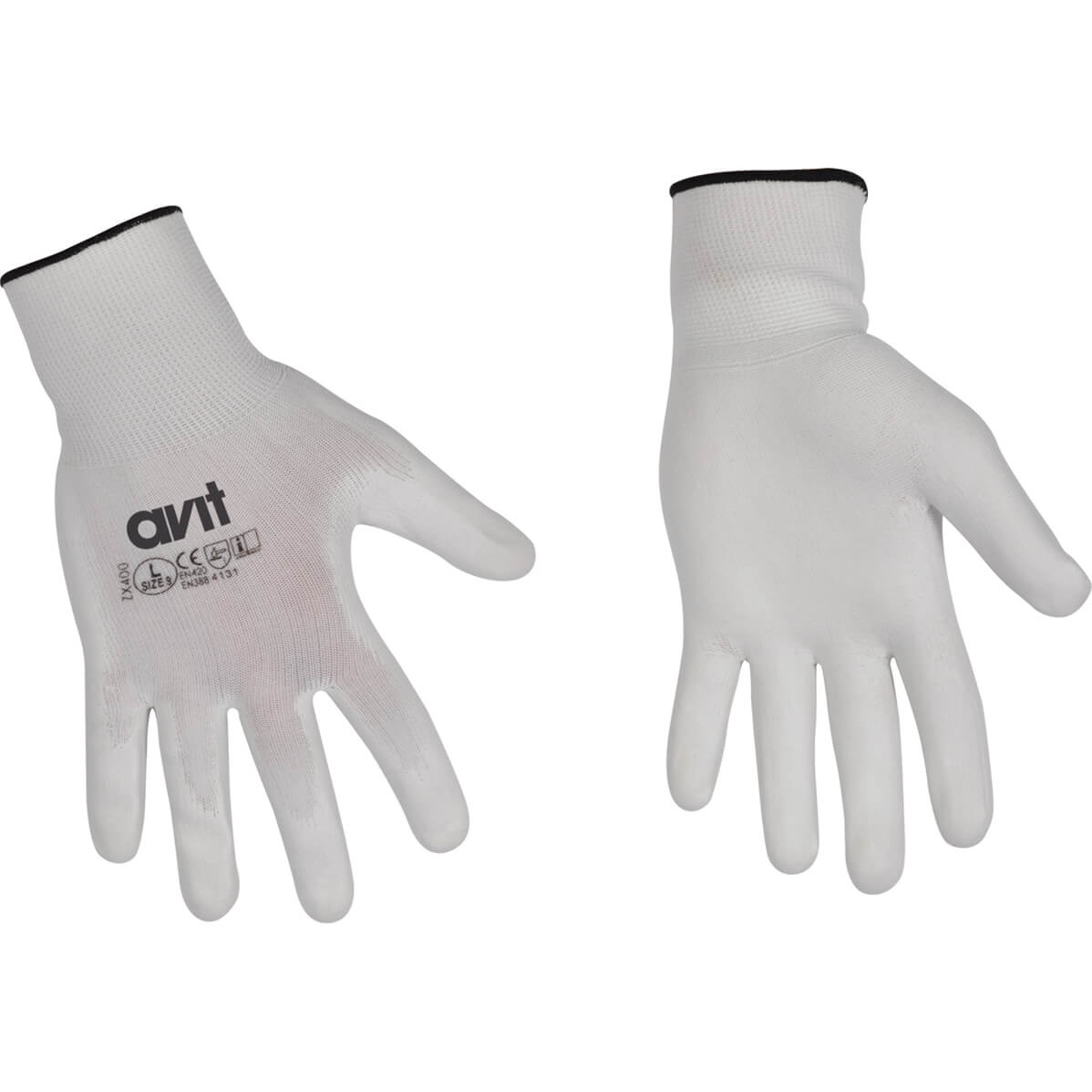 Image of Avit Polyurethane Coated Gloves White L Pack of 1