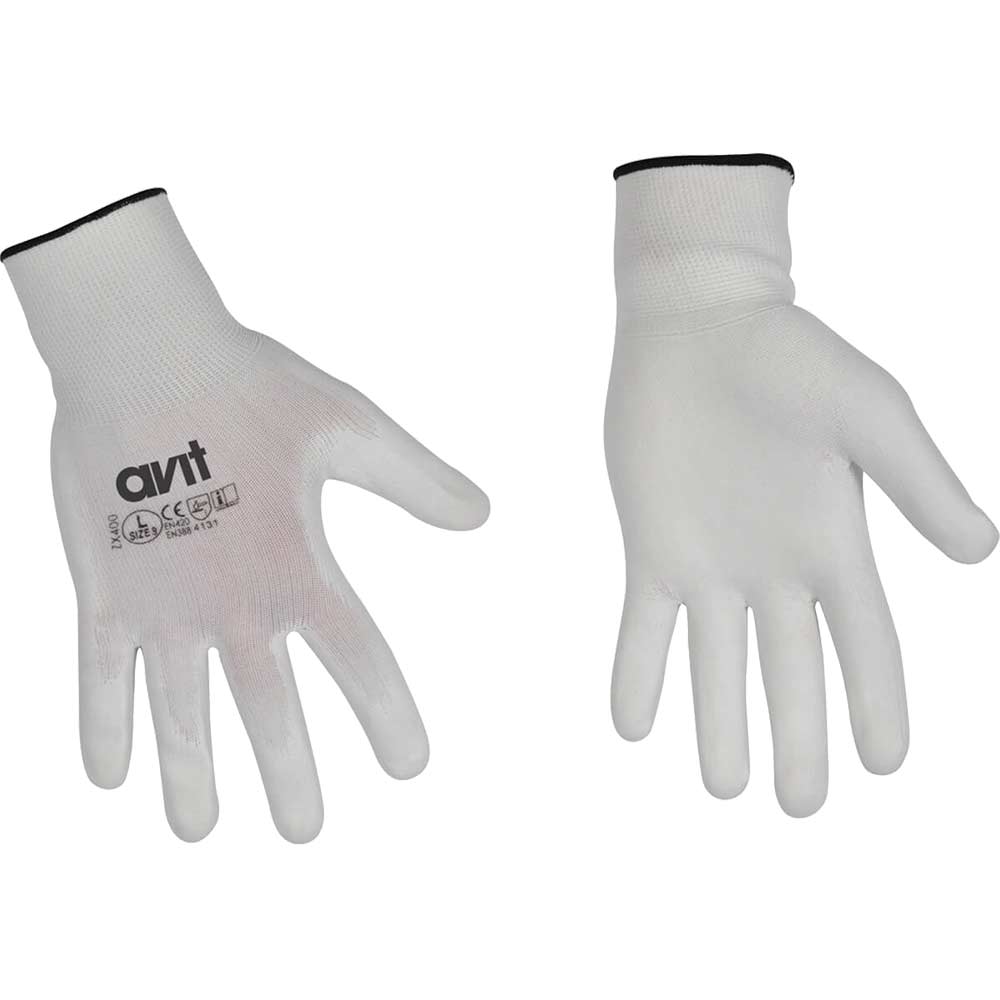 Image of Avit Polyurethane Coated Gloves White L Pack of 1