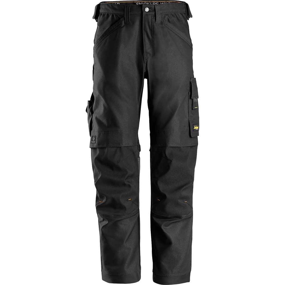 Snickers 6324 Mens Allround Canvas Plus Stretch Work Trousers Black 36" 32