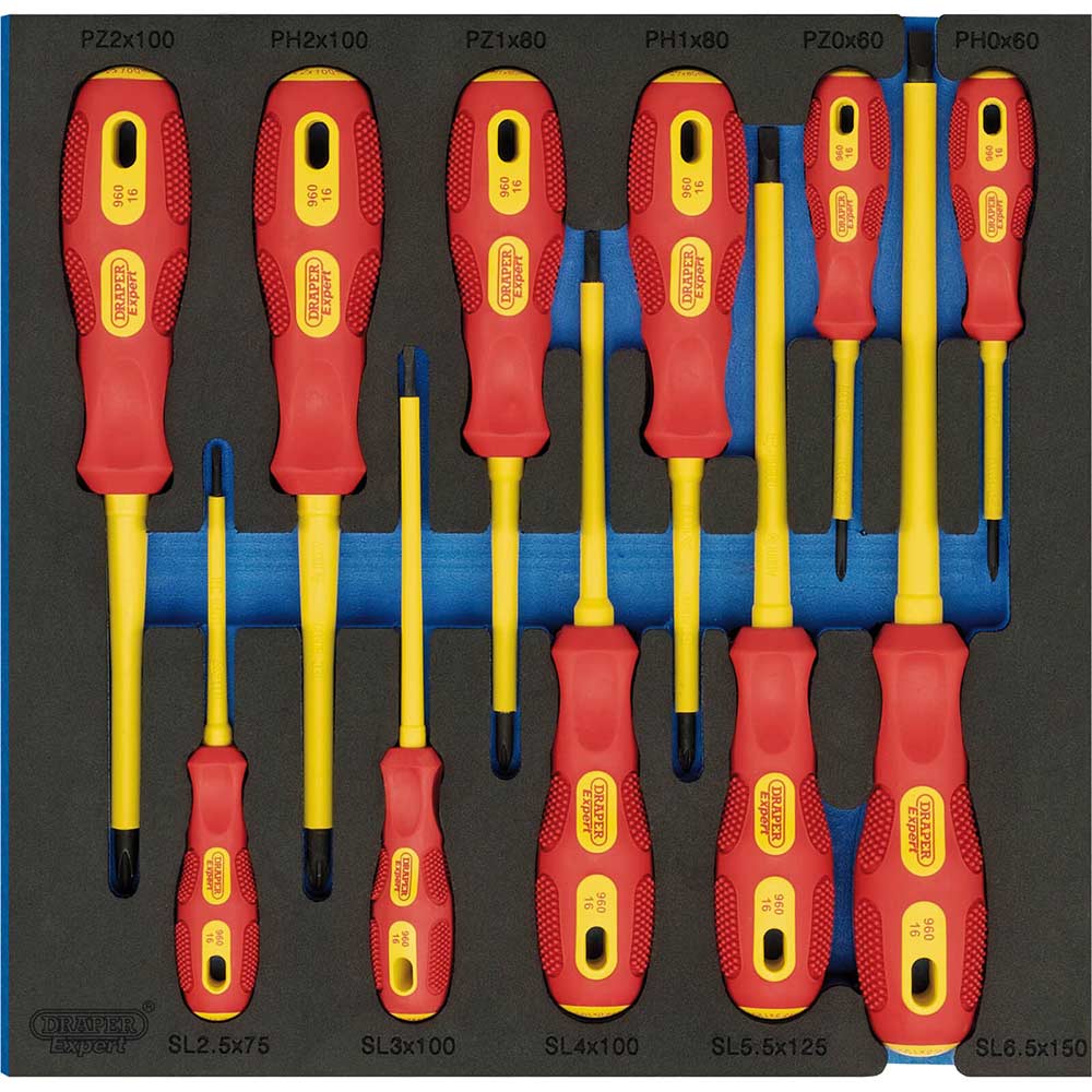 Draper VDE Insulated Screwdriver Set 11 Piece In Eva Insert Tray