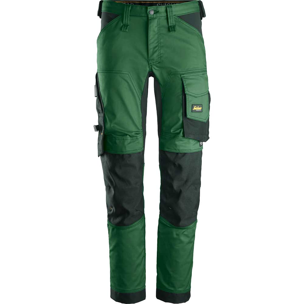 Snickers 6341 Mens Allround Work Stretch Slim Fit Trousers Green / Black 30" 30