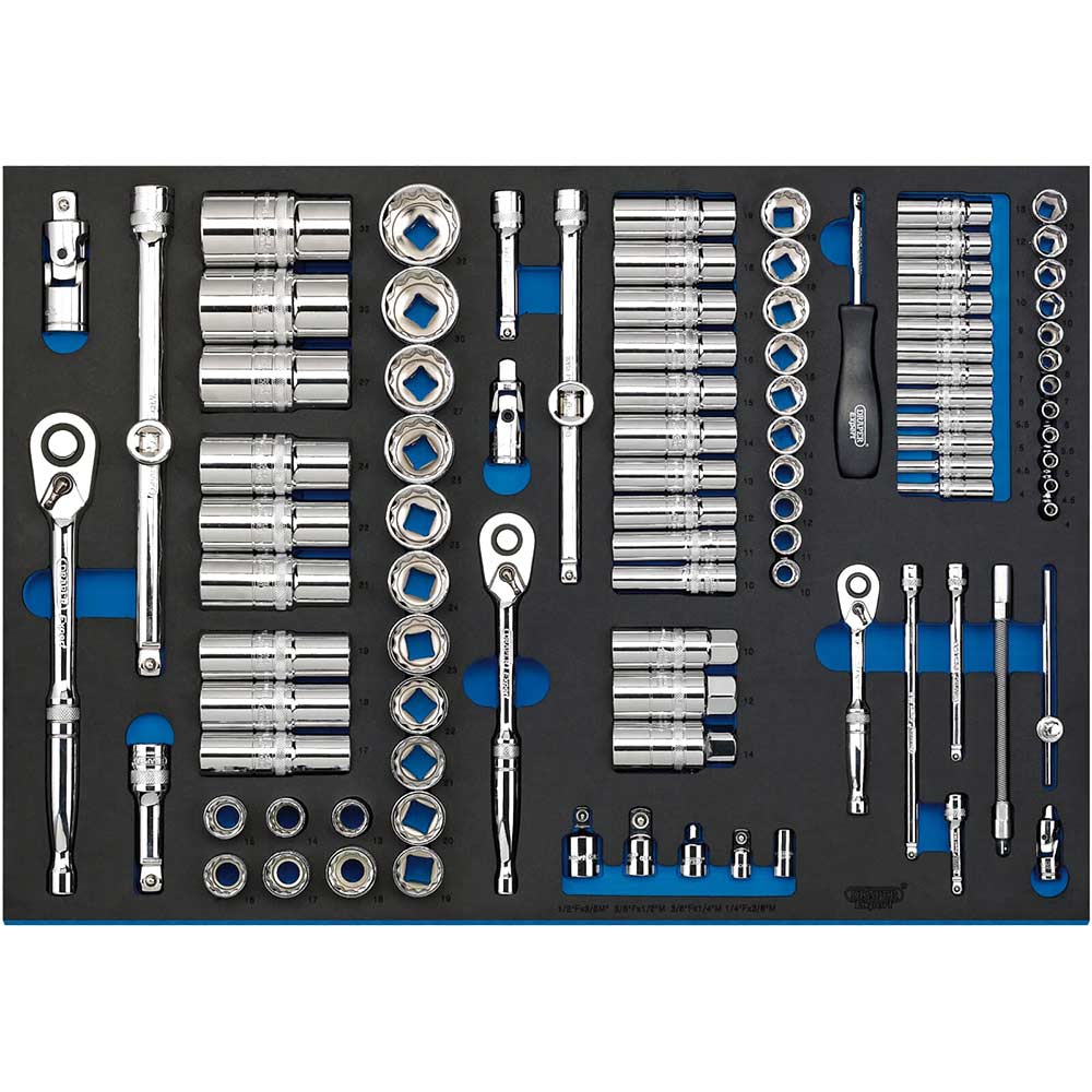 Draper 96 Piece 1/4" 3/8" 1/2" Drive Socket Set In Eva Insert Tray Combination