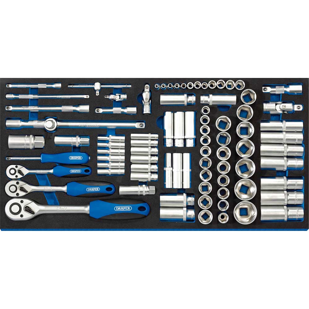 Draper 84 Piece 1/4" 3/8" 1/2" Drive Socket Set In Eva Insert Tray Combination