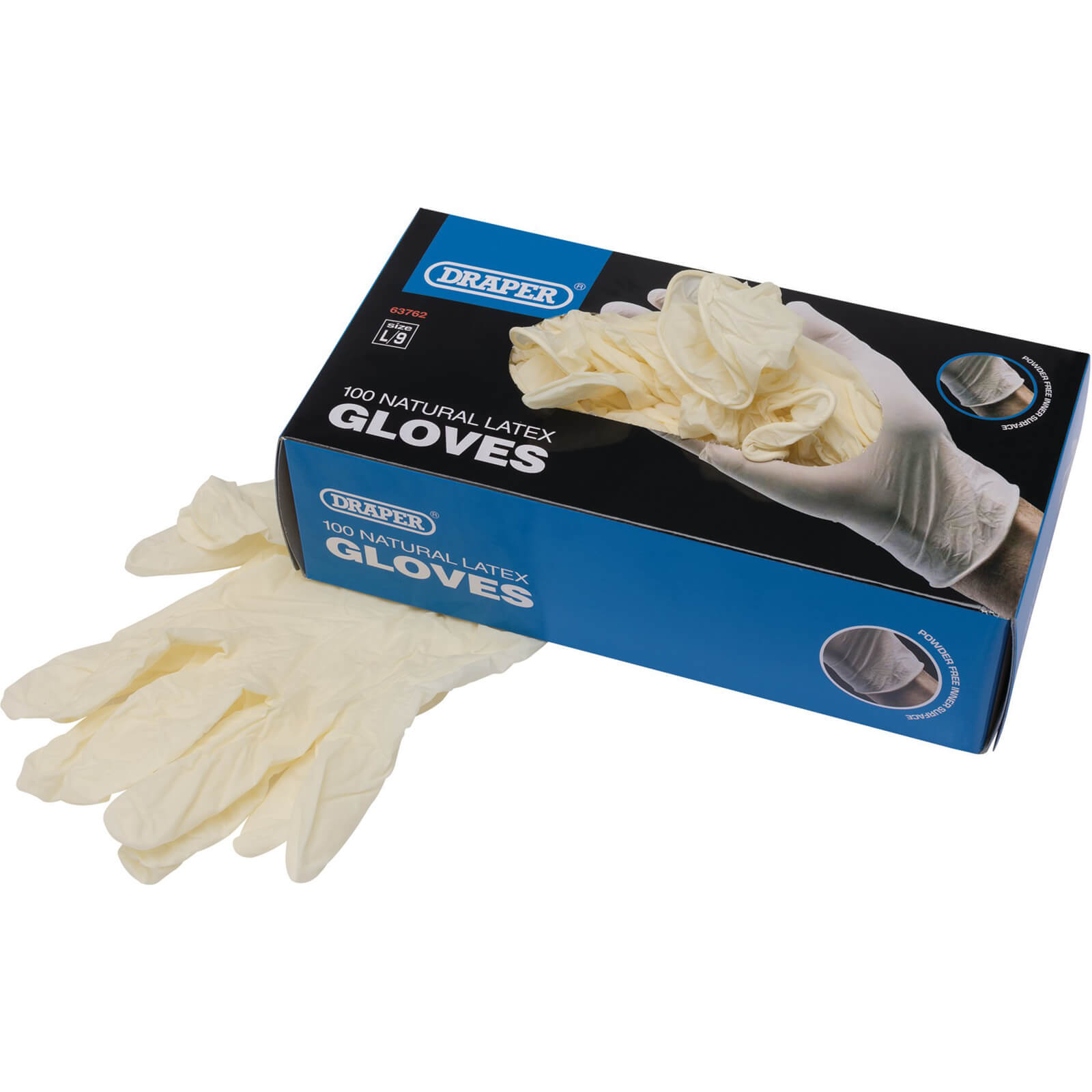 Image of Draper Disposable Latex Gloves L Pack of 100