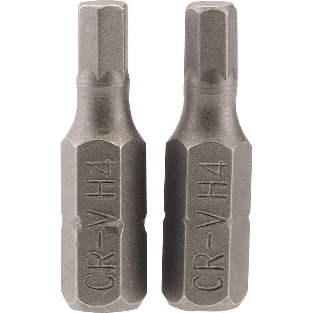 Image of Draper Hex Screwdriver Bit Hex 4mm 25mm Pack of 2