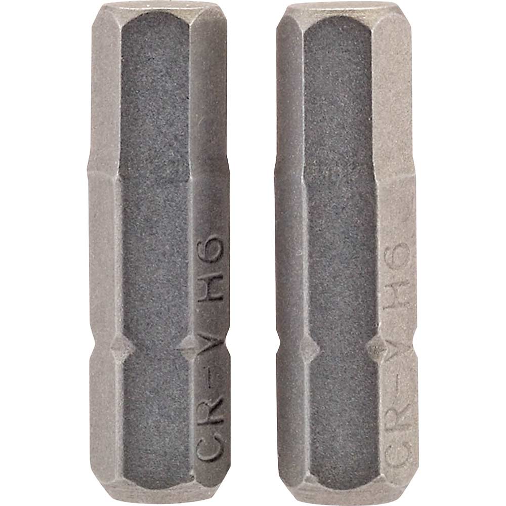 Draper Hex Screwdriver Bit Hex 6mm 25mm Pack of 2