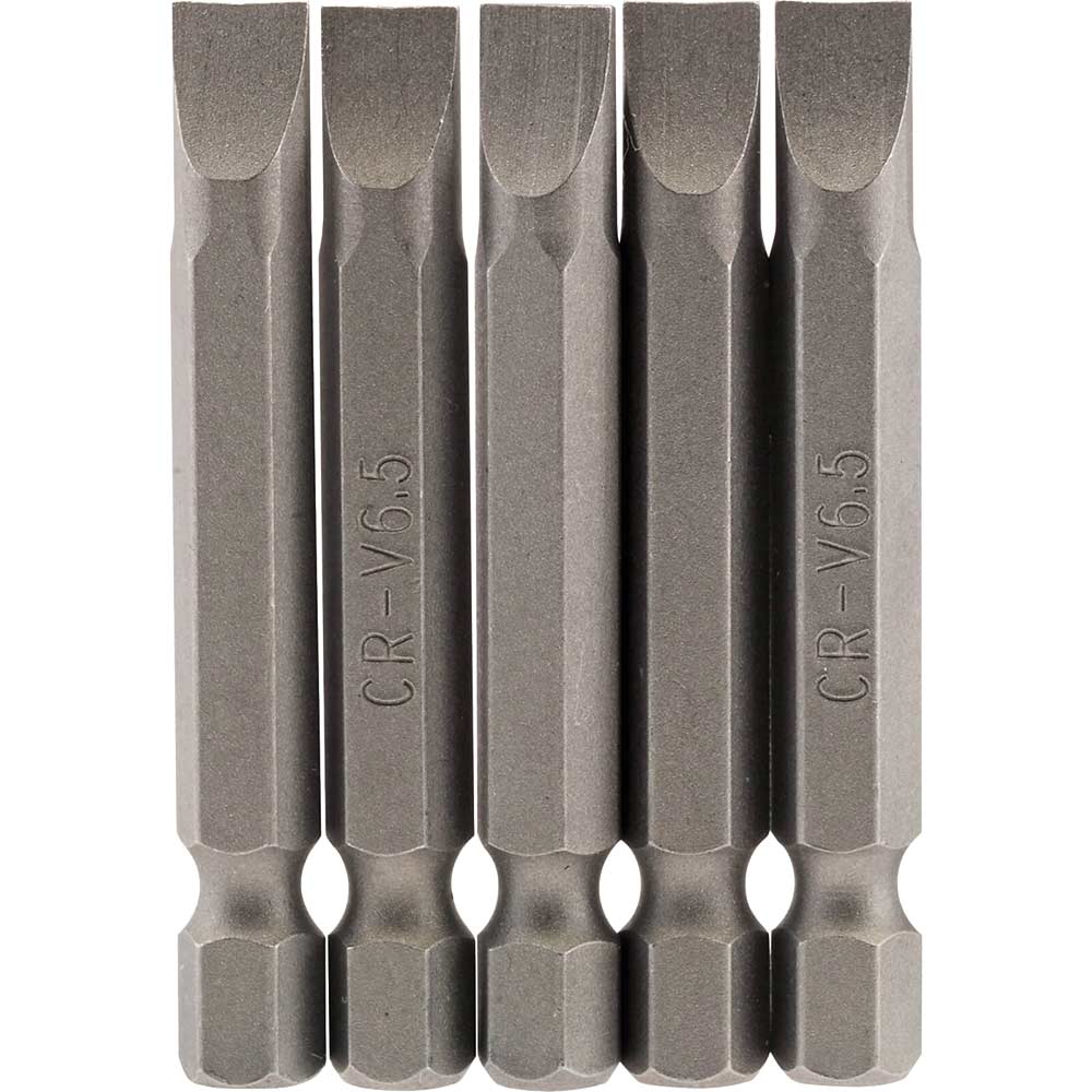 Draper Slotted Screwdriver Bit 6.5mm 50mm Pack of 5