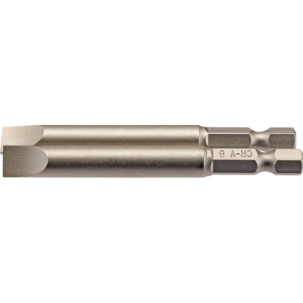 Draper Slotted Screwdriver Bit 8mm 75mm Pack of 2