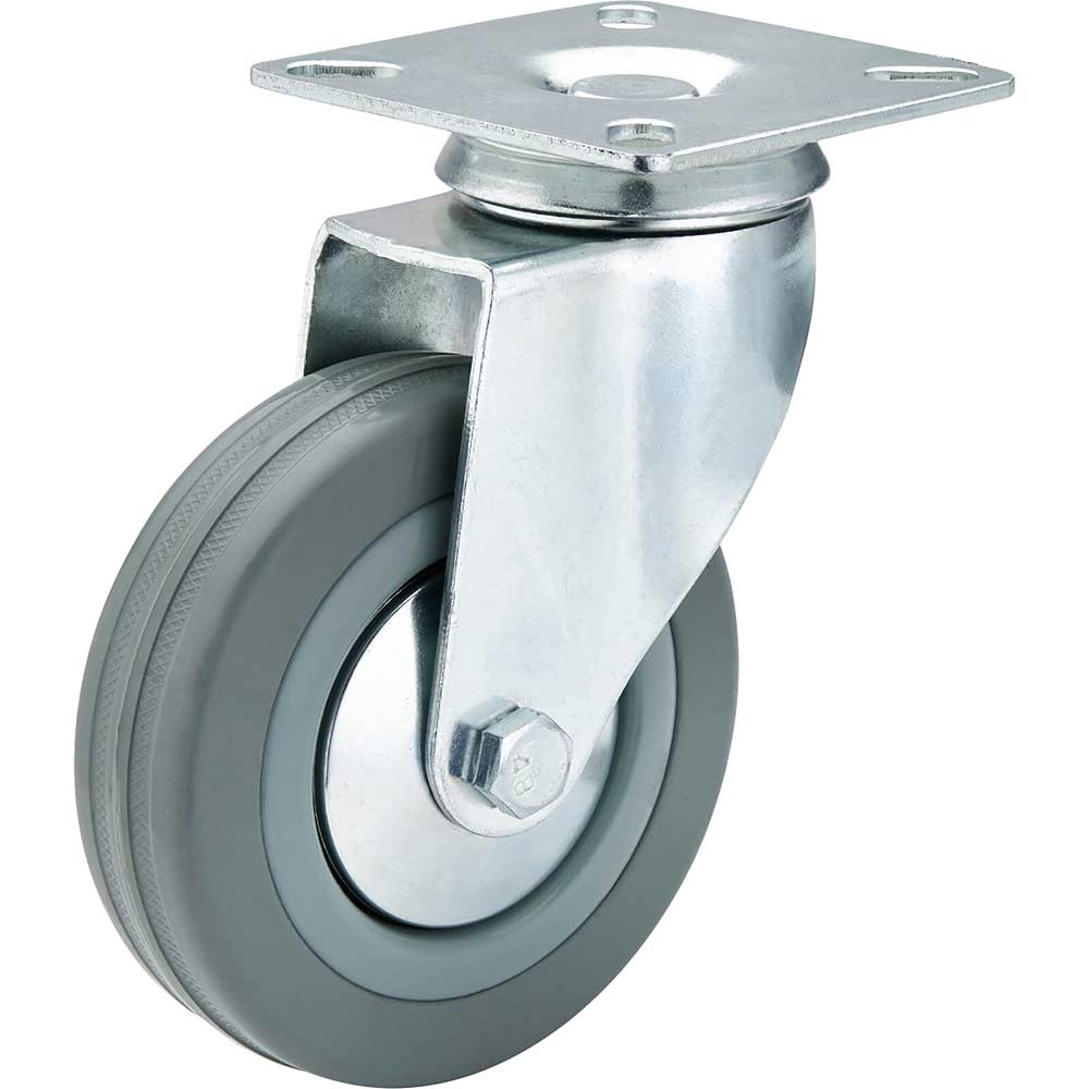 Draper Swivel Plate Fixing Rubber Wheeled Castor 100mm