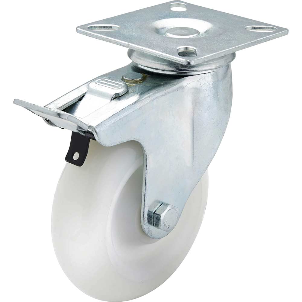 Draper Swivel Plate Fixing Nylon Wheeled Castor and Brake 100mm