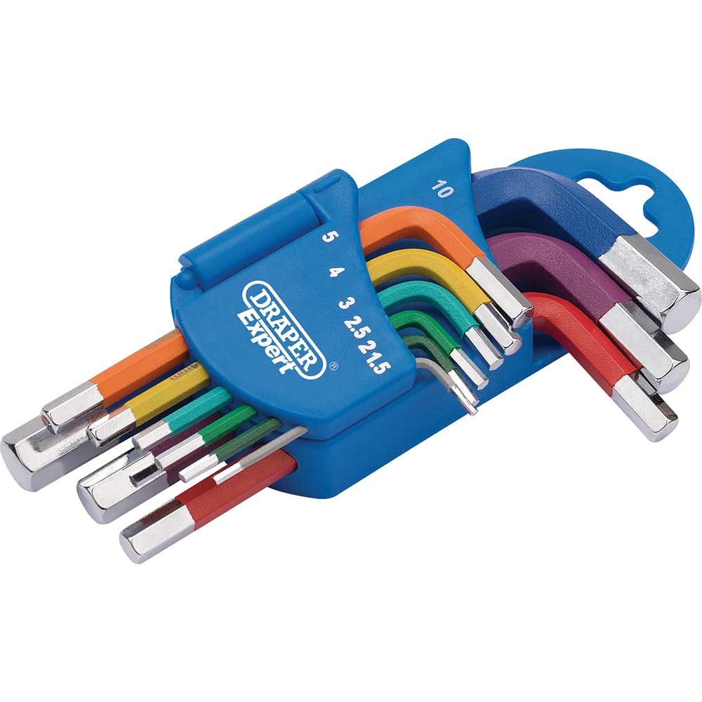 Image of Draper 9 piece Metric Coloured Short Arm Hex Key Set