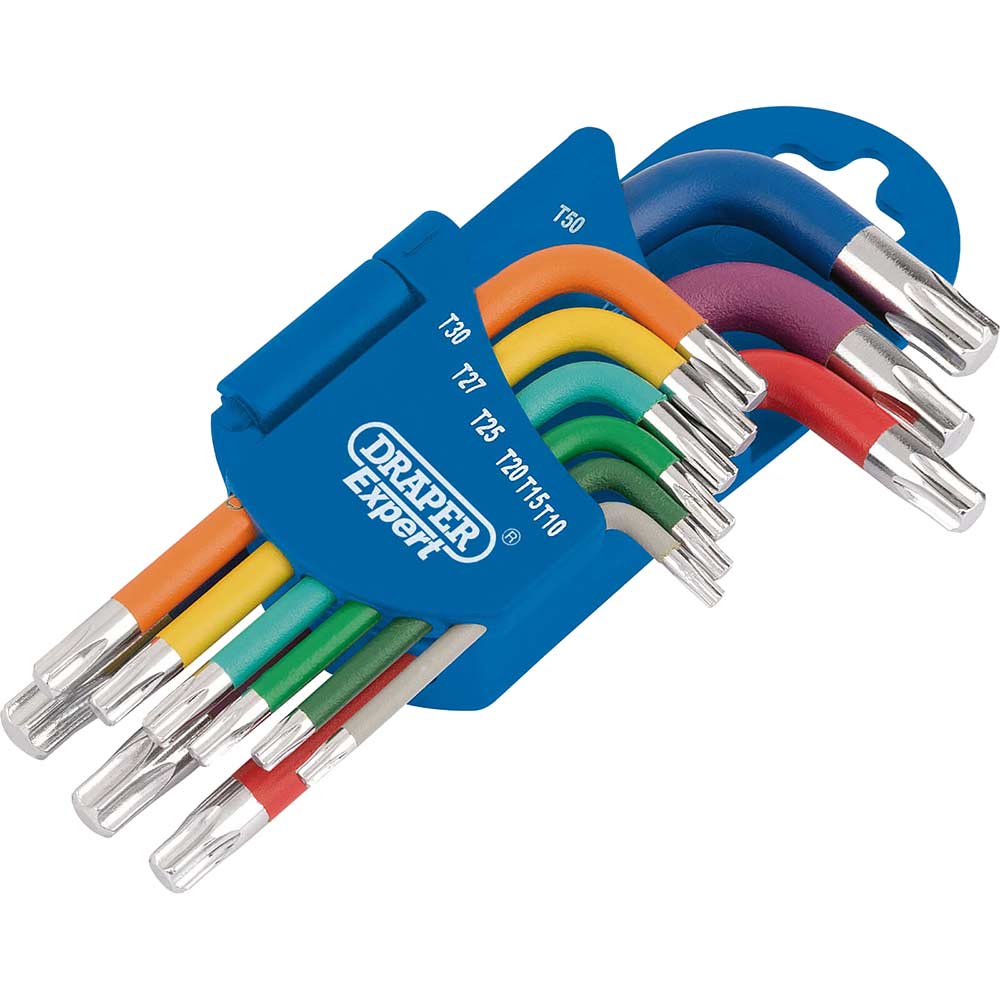 Image of Draper 9 piece Metric Coloured Short Torx Key Set