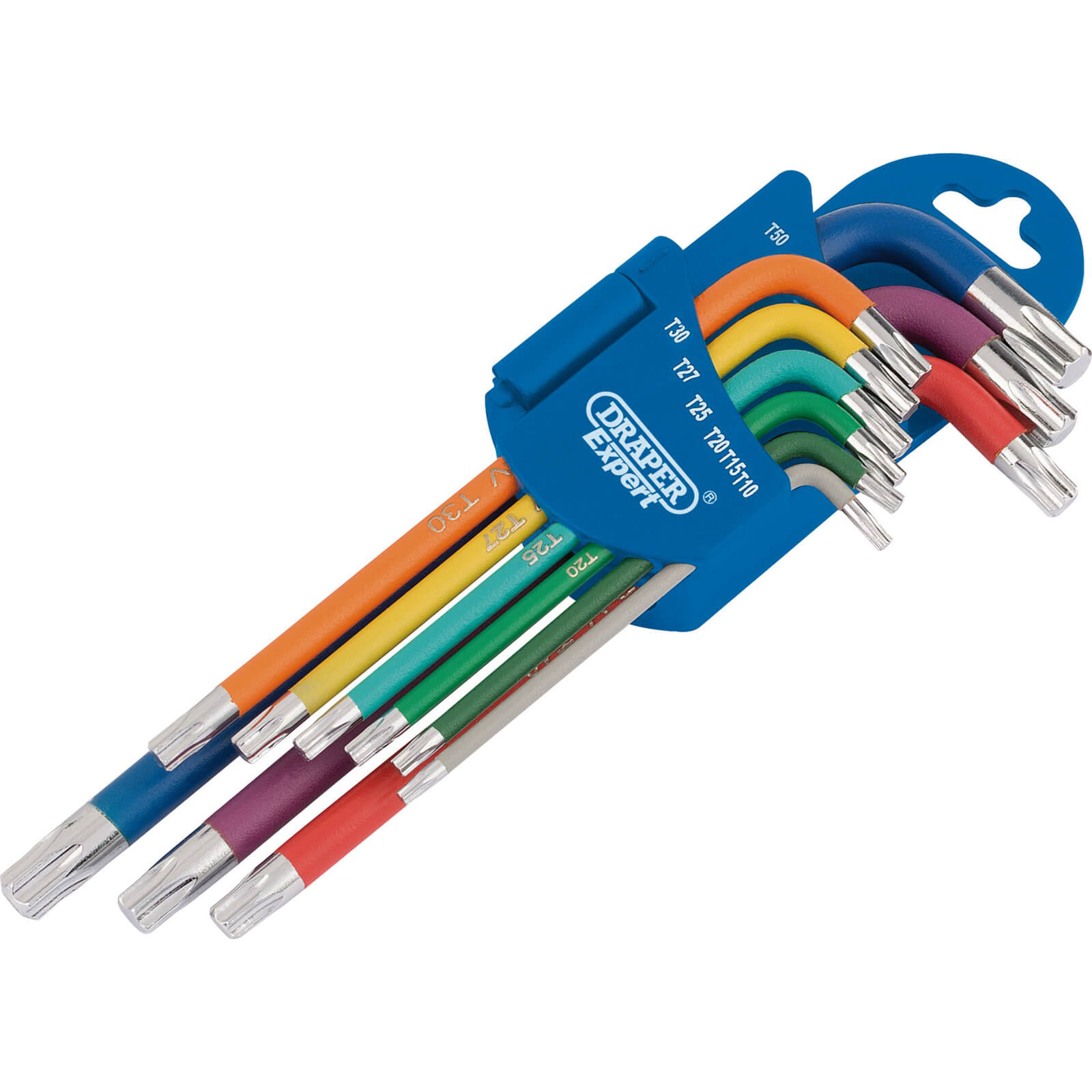 Image of Draper 9 piece Metric Coloured Extra Long Torx Key Set
