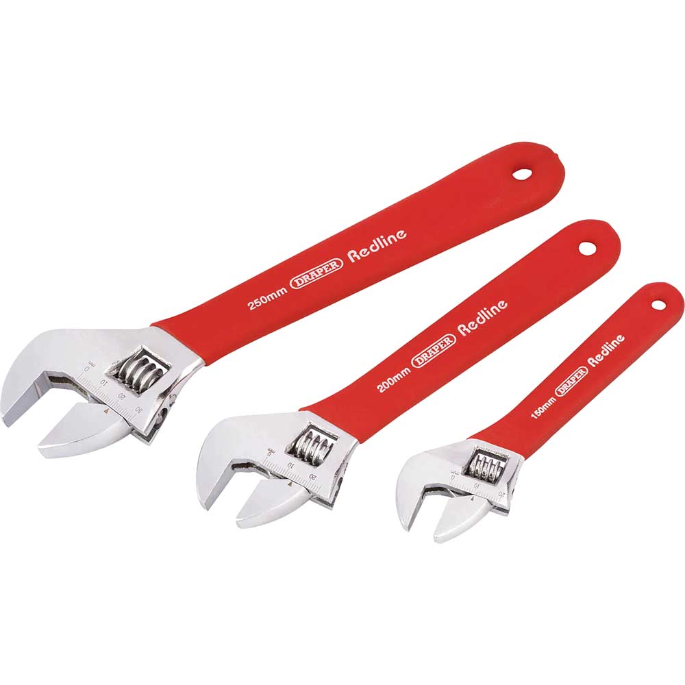 Draper Redline 3 Piece Soft Grip Adjustable Spanner Set