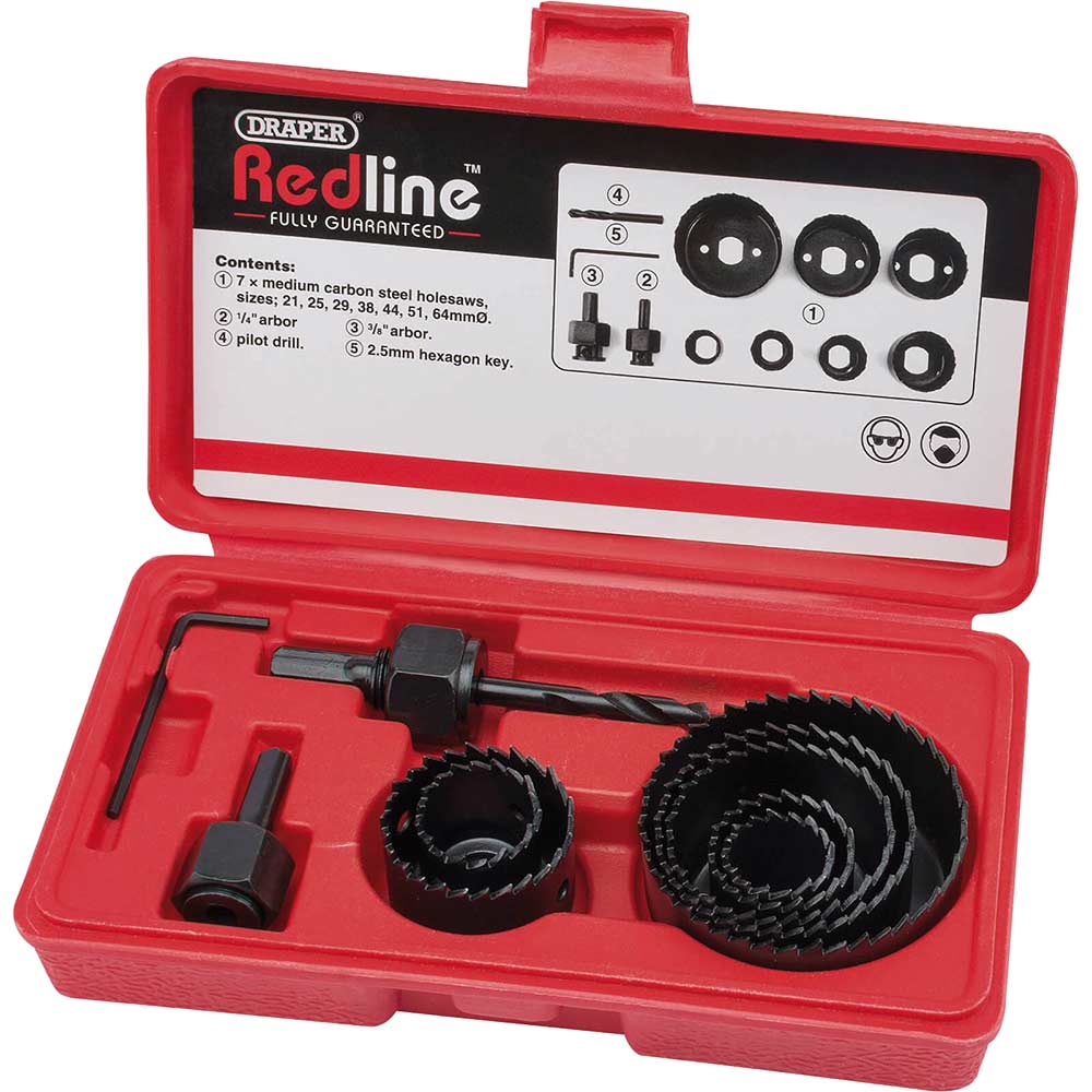 Draper Redline 11 Piece Hole Saw Set in UK Specification