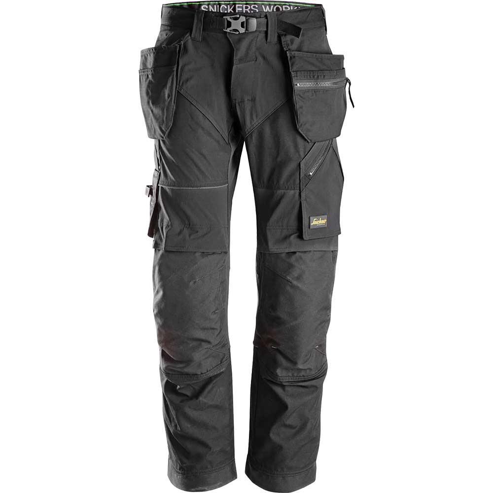 Snickers 6902 Mens Flexiwork Work Holster Pocket Trousers Regular Fit Black 33" 35
