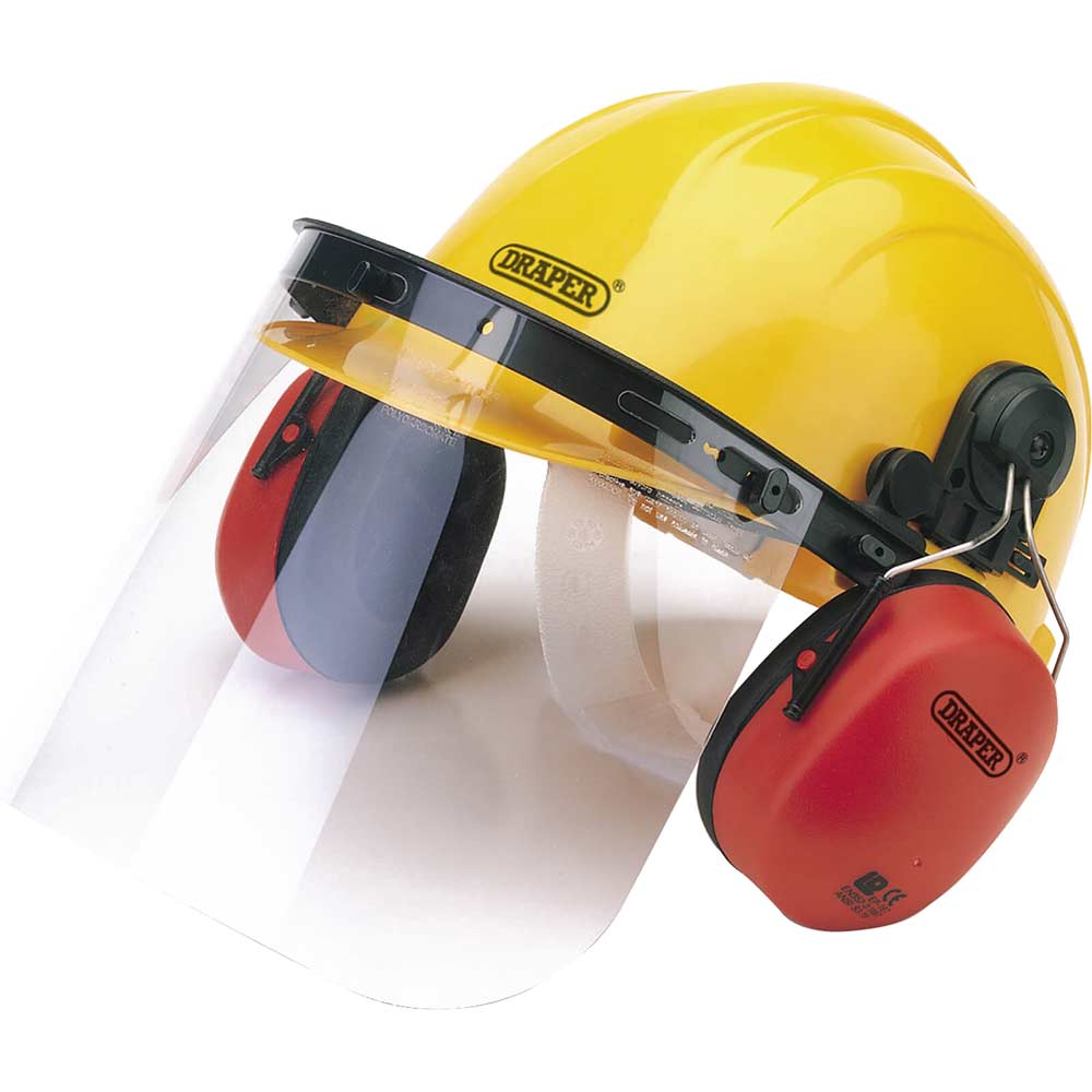 Image of Draper Hard Hat Safety Helmet Visor and Ear Defenders